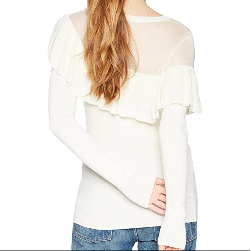 Cable Stitch Asymmetrical Ruffle Sweater XL - Picture 3 of 5